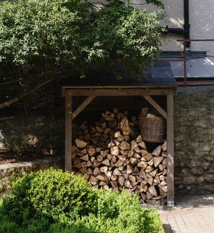 0033 &ndash; 2014 &ndash; Old Parsonage Hotel &ndash; Oxford &ndash; Low Res &ndash; Garden Greenery Shed Logs &ndash; Web Feature